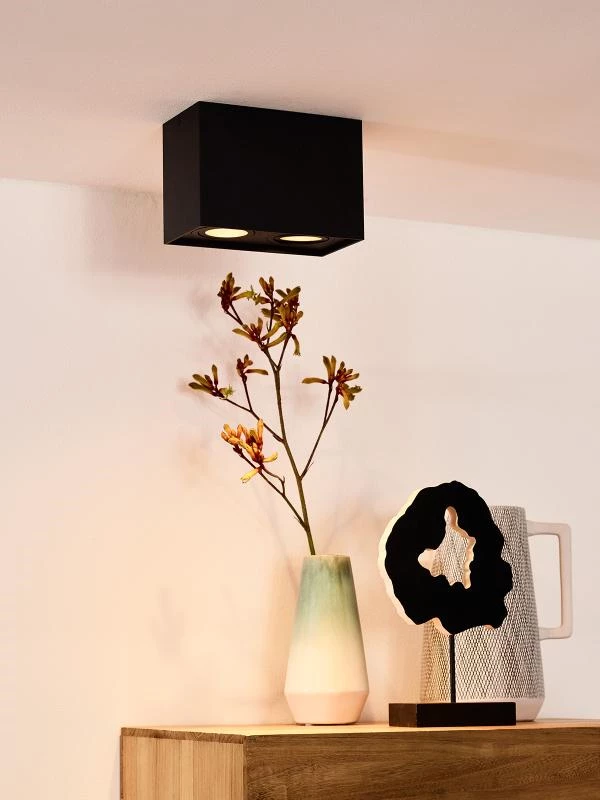 Lucide TUBE - Ceiling spotlight - 2xGU10 - Black - atmosphere 1
